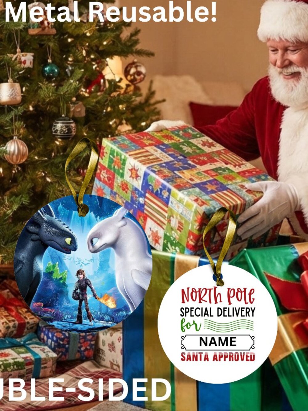 Santa Reusable Metal Christmas Tag Personalized. How to Train Your Dragon